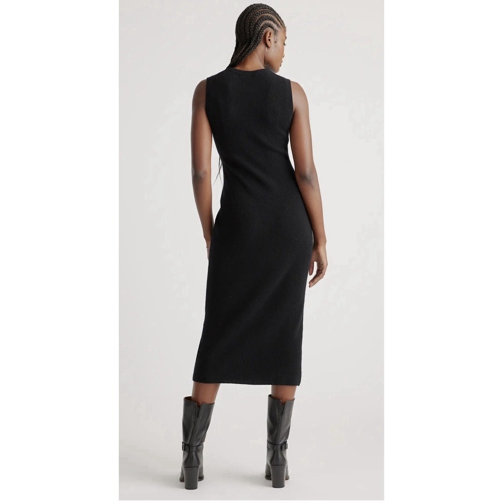 Quince 100% Mongolian Cashmere Sleeveless Midi Knit Sweater Dress Black XS NWT - Picture 3 of 9